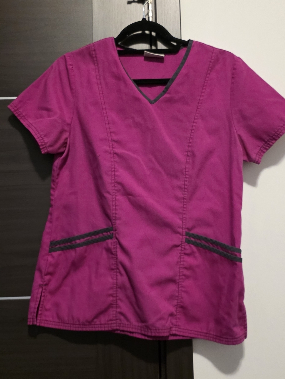Scrubstar Fuchsia V-Neck Scrub Top with Contrast Trim